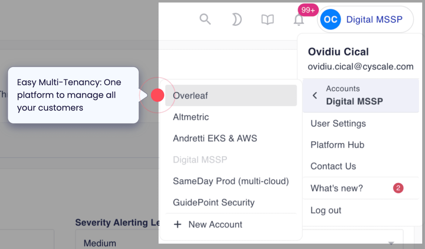 Screenshot of multi-tenancy feature
